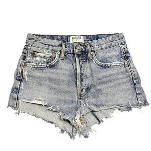 AGOLDE Womens Distressed Denim Shorts Blue‎ Cutoff Raw Hem Size 23